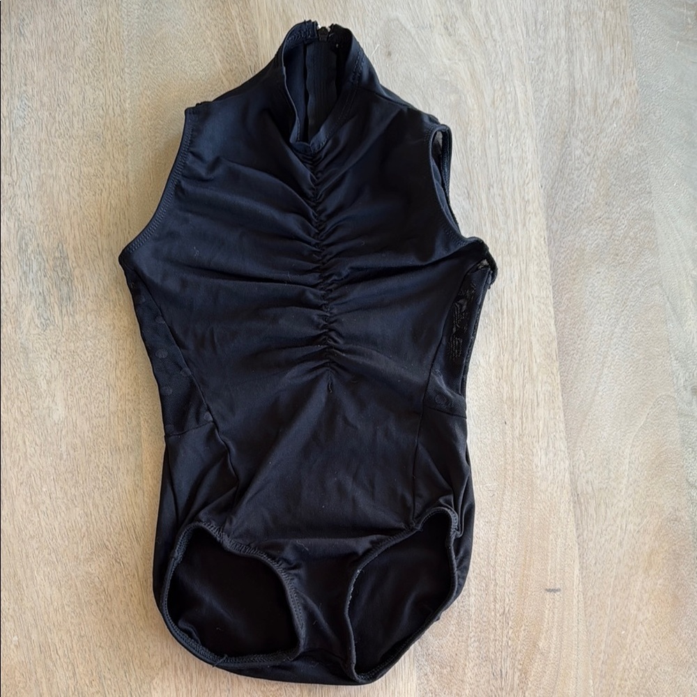 Black Sleeveless Ruched Bodysuit